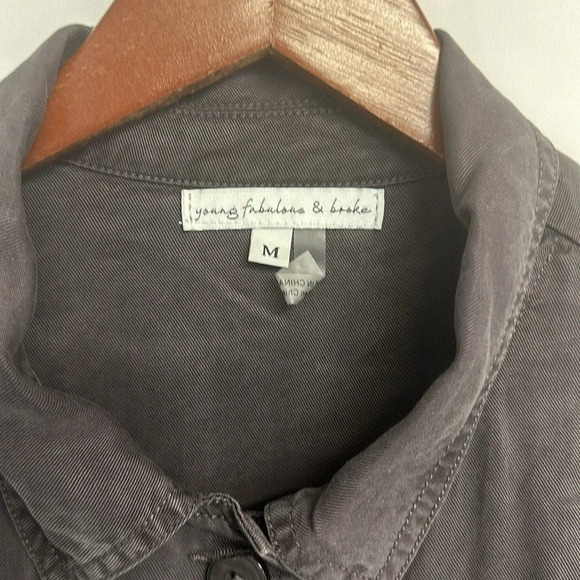 Young Fabulous & Broke Gray L/S Belted Utility Jacket 100% Tencel Women's Medium - Picture 2 of 12